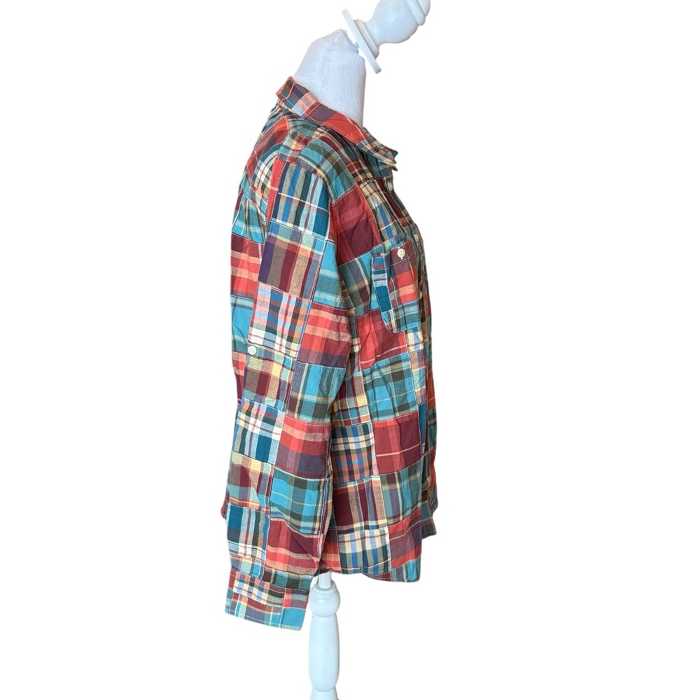Ll Bean Plaid Patchwork Long Sleeve Button Up Shi… - image 3